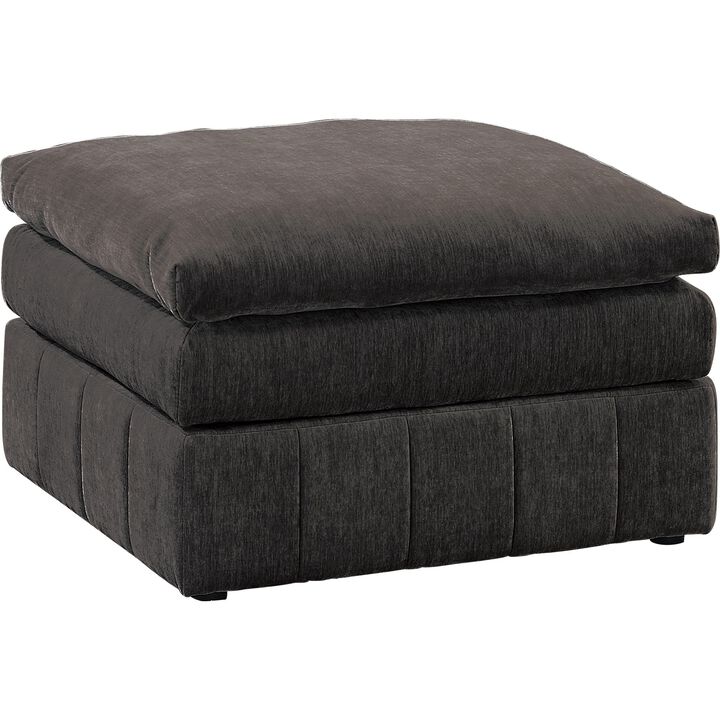 Luna 33 Inch Modular Ottoman, Three Layer Plush Cushioned Seat, Dark Gray - Benzara