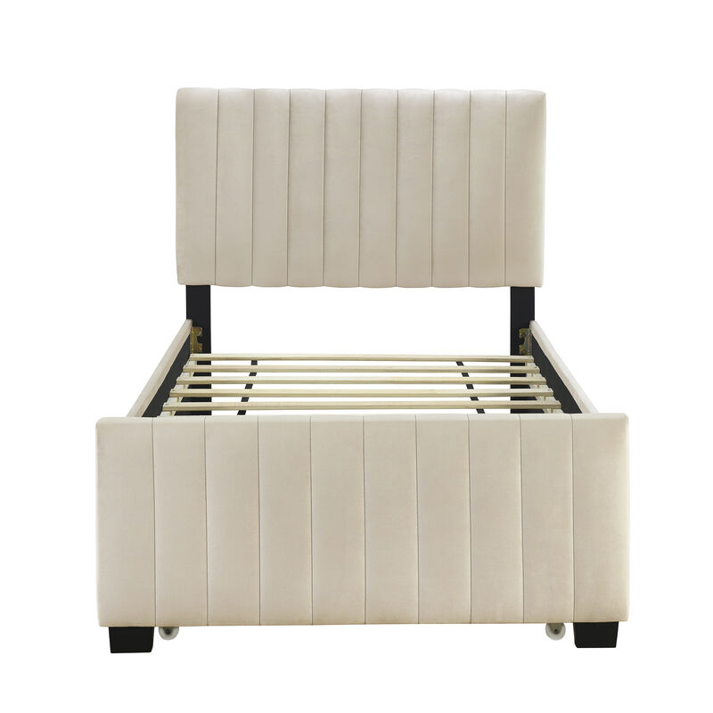 Merax Modern Upholstered Platform Bed with Trundle image number 3