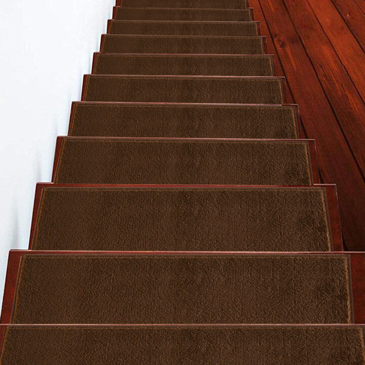 SUSSEXHOME Carpet Stair Treads Easy to Install with Double Adhesive Tape - Safe, 9" X 28" - Brown 