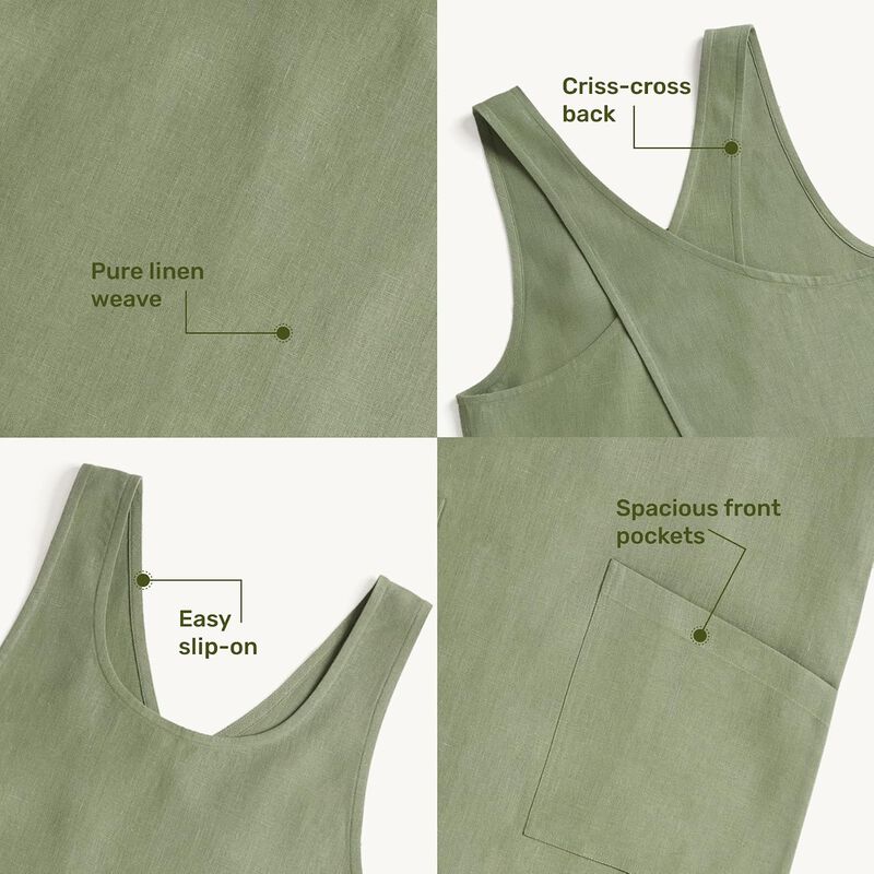 Solino Home 100% Pure Linen Apron - Linen Smock Apron image number 2