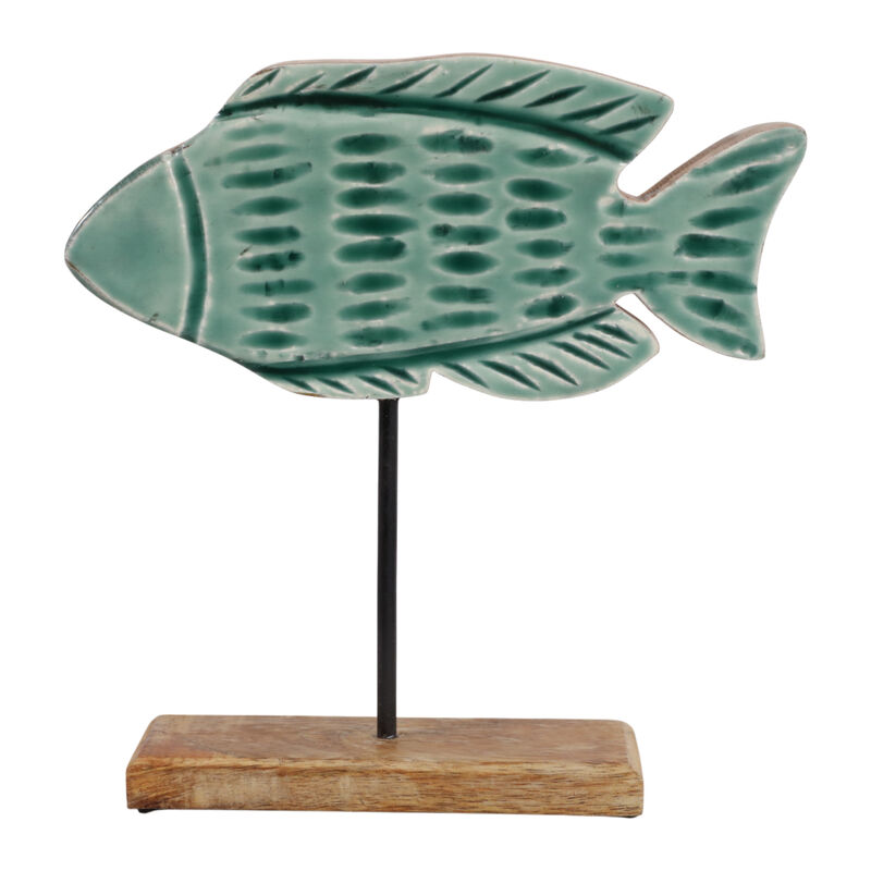 14x14" Wood Fish On Base image number 0