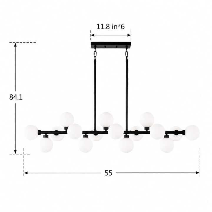 ELEMENT ACE 16-Light Modern Farmhouse Pendant Lamp with Opal Glass Shade, Ceiling Light for Dining Room, Kitchen Island (No Bulbs)
