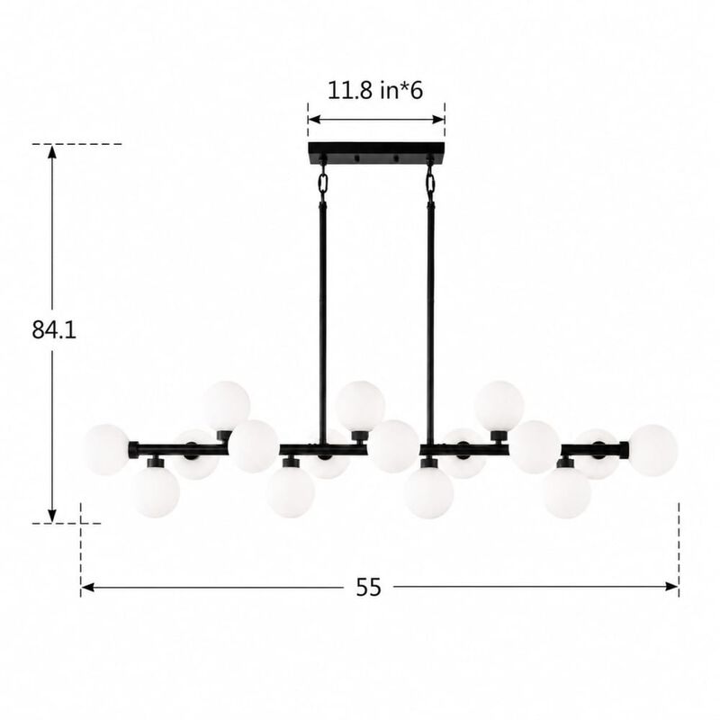 ELEMENT ACE 16-Light Modern Farmhouse Pendant Lamp with Opal Glass Shade, Ceiling Light for Dining Room, Kitchen Island (No Bulbs) image number 1
