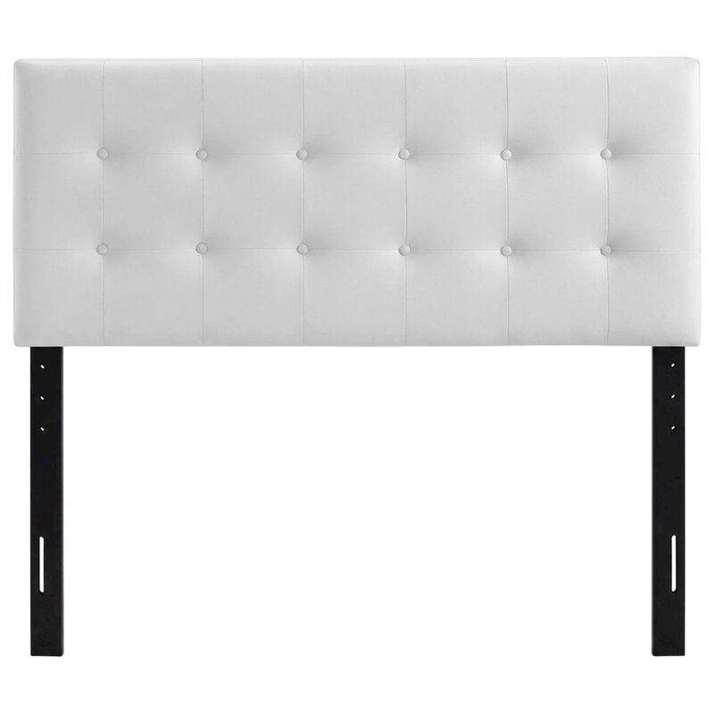 Vinyl-Upholstered King Headboard Only with Padded Panel, Stand-Alone, White image number 0