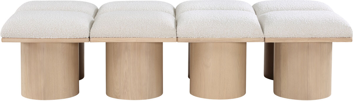 Meridian Furniture Pavilion Cream Boucle Fabric Bench