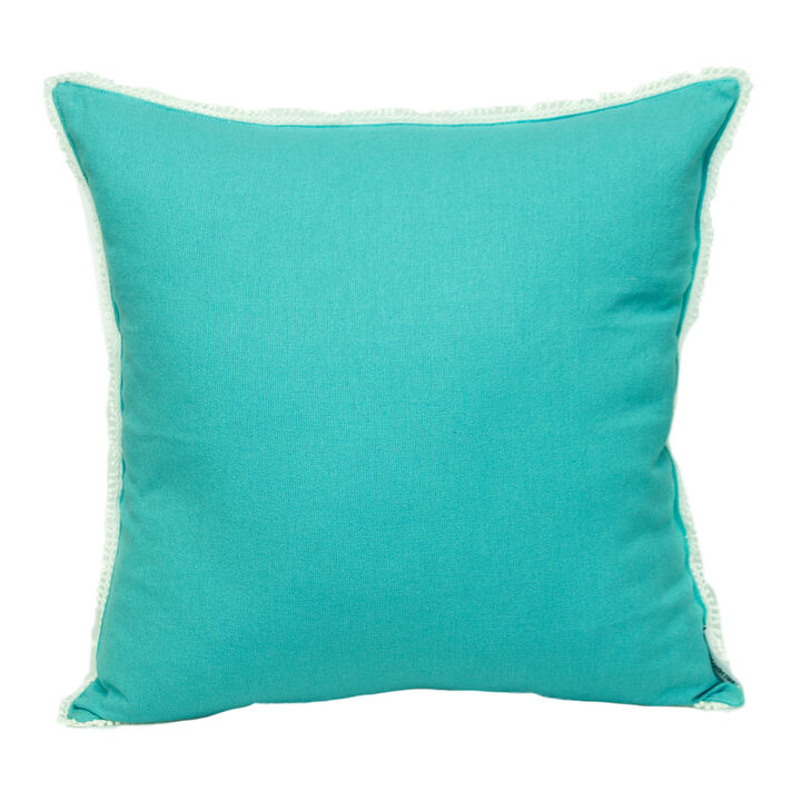 HomeRoots 20" Blue Cotton Throw Pillow