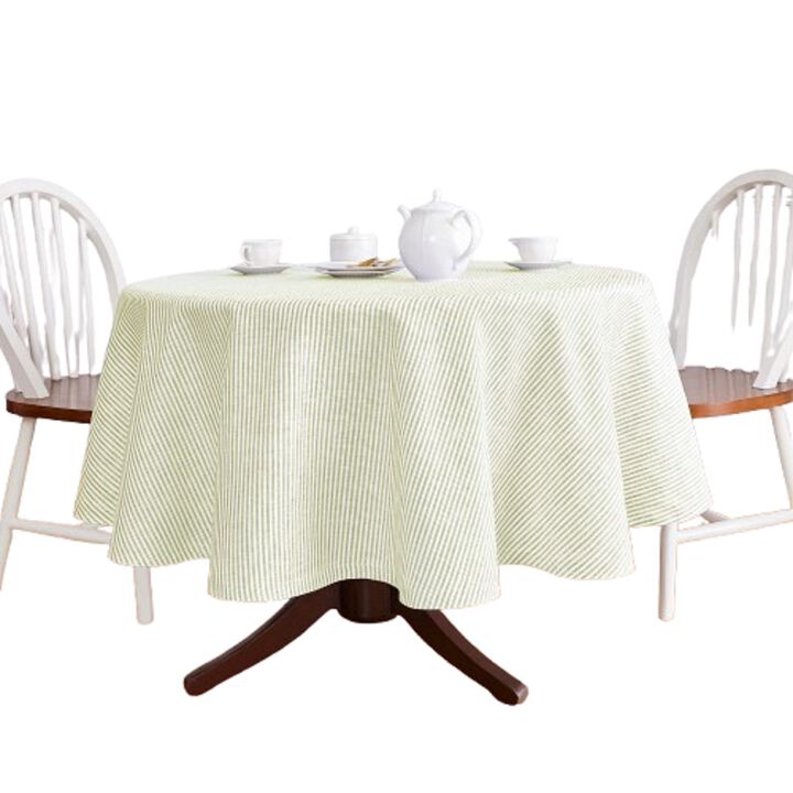 Solino Home 100% Pure Linen Round Tablecloth - Narrow Stripe