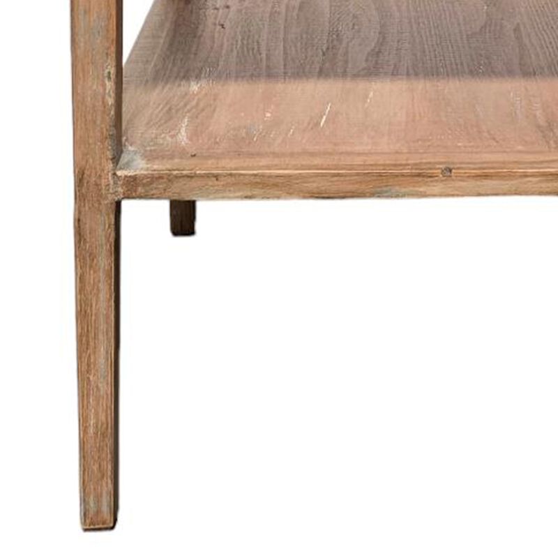 Tuley Corner End Table, Storage Shelf, Gray Pine Wood, 22in Square