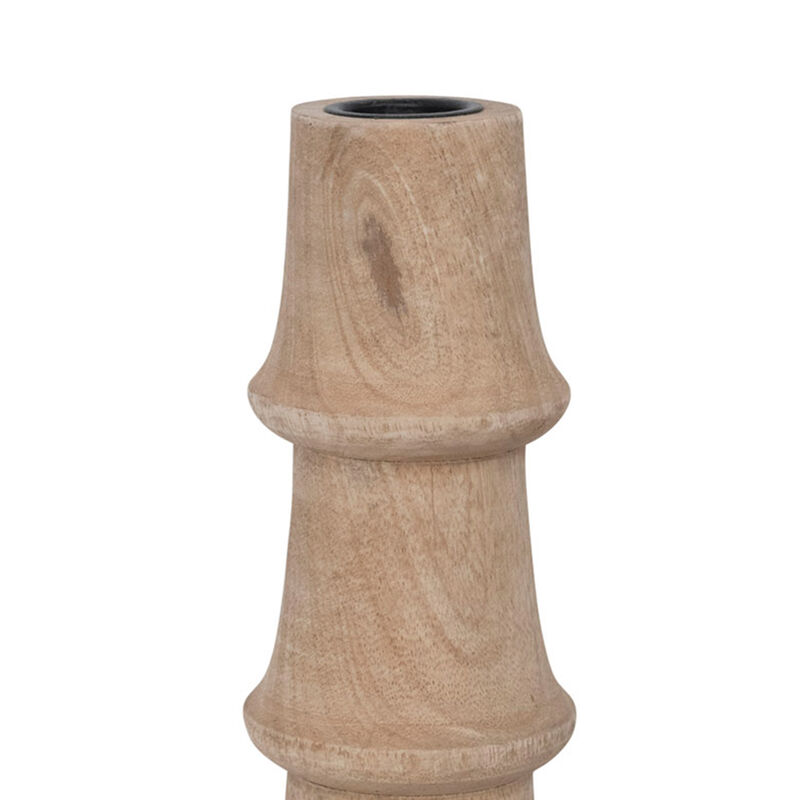 Hand-carved Mango Wood Taper Candle Holder image number 1