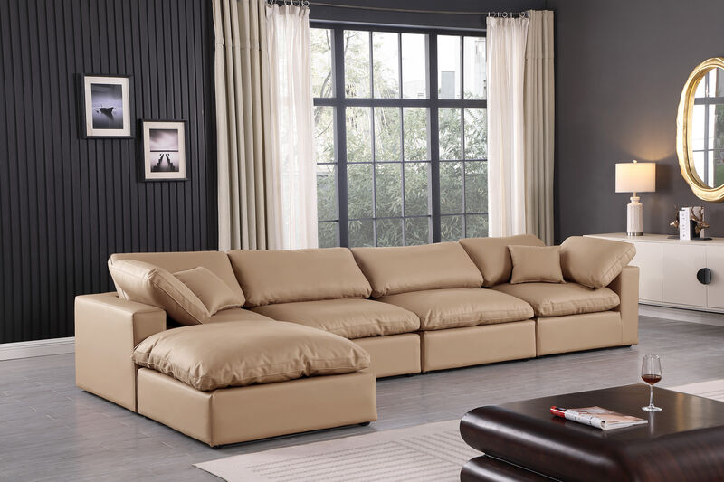 Meridian Furniture Comfy Tan Vegan Leather Modular Sectional