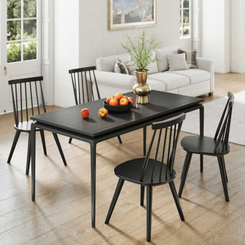 Set of 4 Black Windsor Dining Chairs With Solid Rubber Wood Frame image number 3
