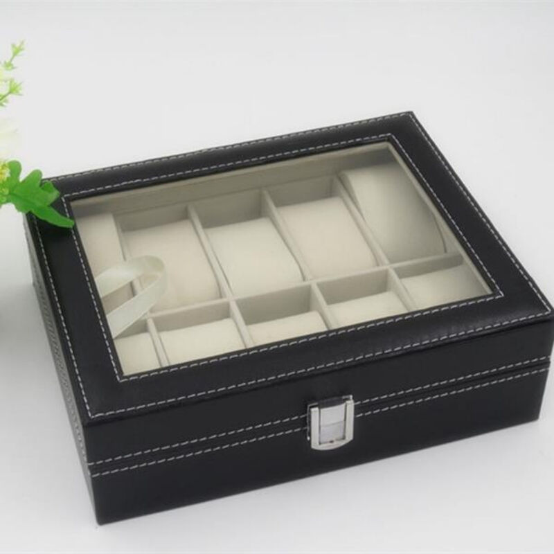 High-Grade Leather Watch Storage Box with 10 Compartments, Premium Watch Organizer