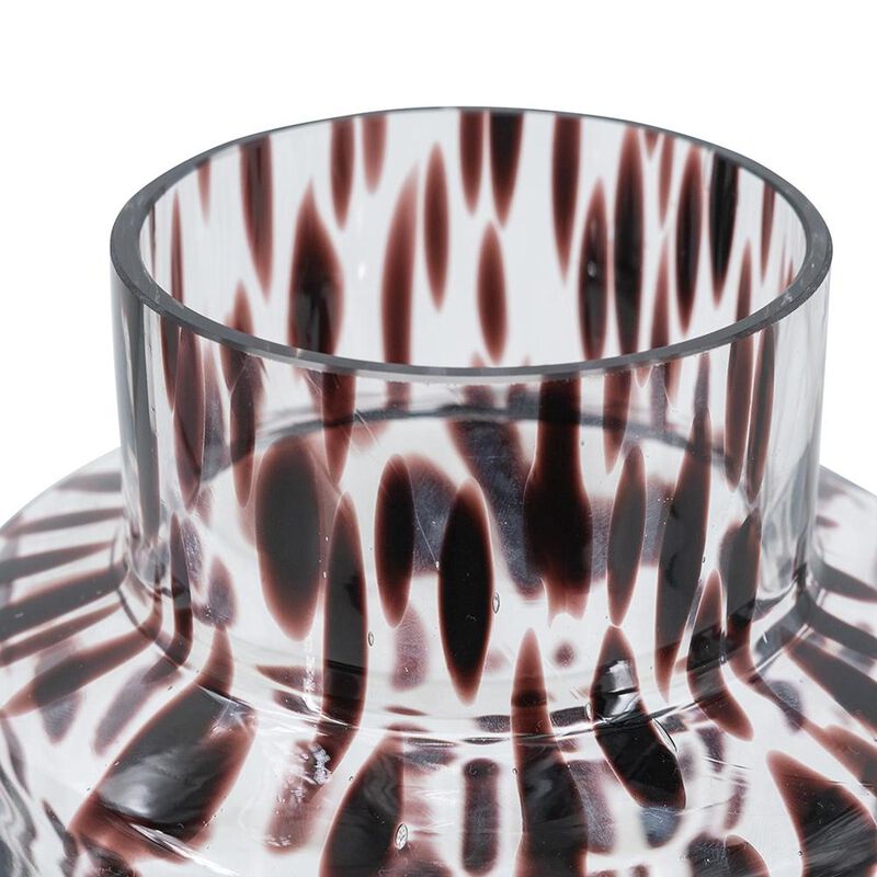 HomeRoots 8" Amber And Clear Abstract Glass Cylinder Table Vase image number 4