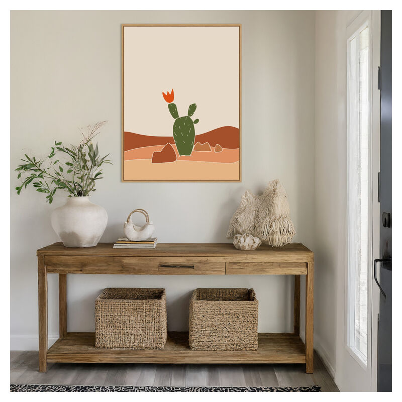 Southwest Cactus Bloom by Little Dean Framed Canvas Wall Art