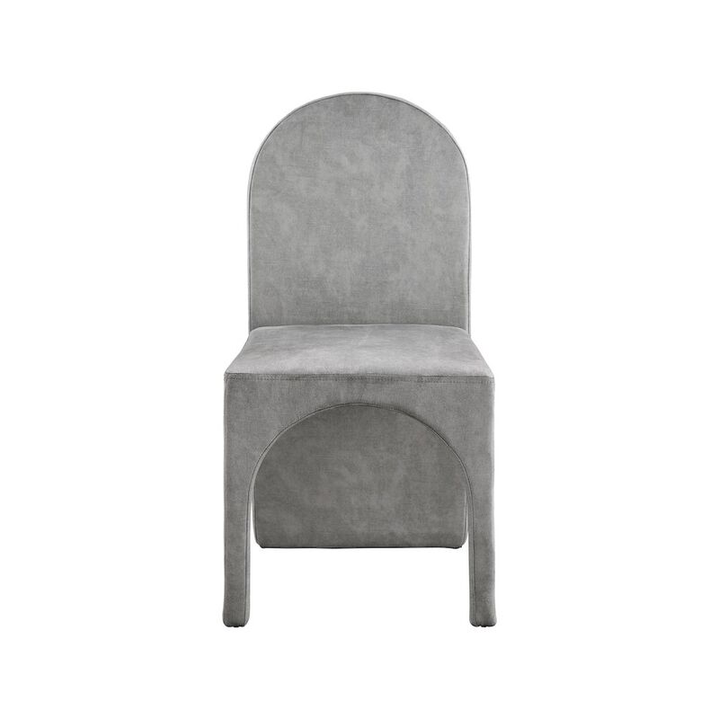 Meridian Furniture Summer Grey Velvet Dining Side Chair, Set of 2