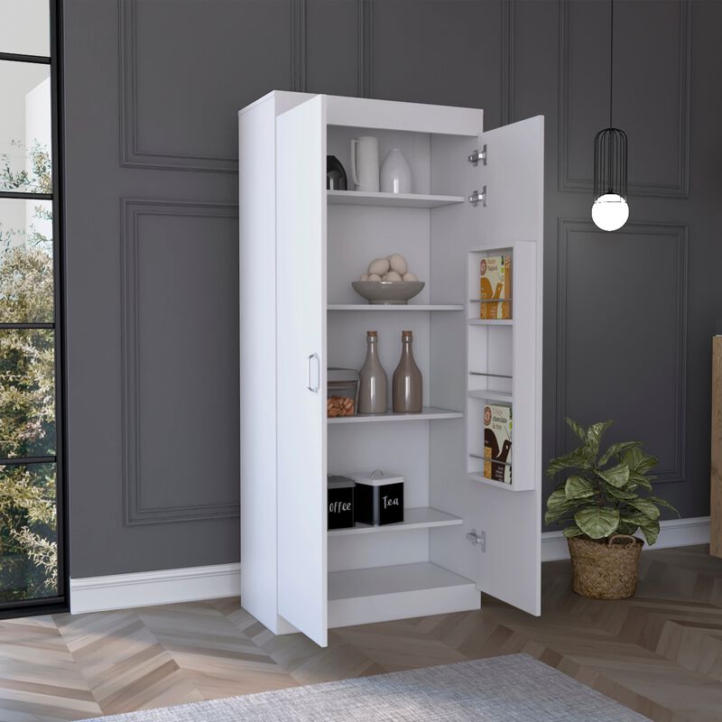 Varese Pantry Cabinet, Double Door,Five Shelves -White