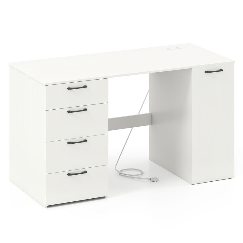 Desk with Built-in USB Ports and 4 Storage Drawers &ndash; Perfect for Home Office