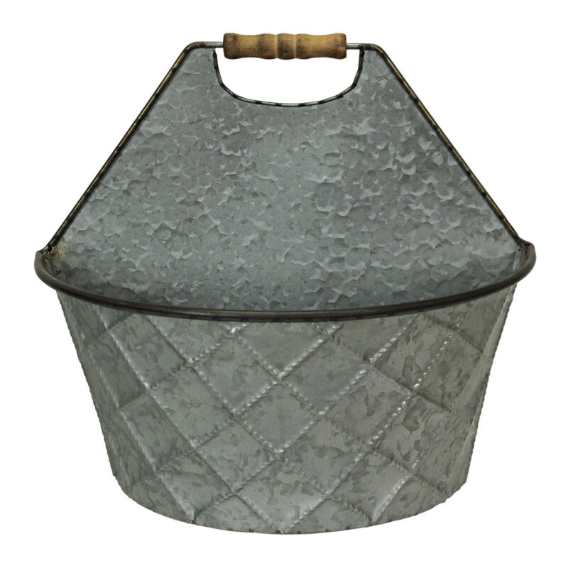 Large & Small Galvanized Metal Rustic Wall Pocket Planters Hanging Decor Set / 2 image number 2