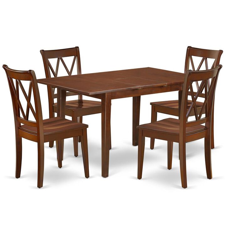 East West Furniture Dining Room Set Mahogany, PSCL5-MAH-W