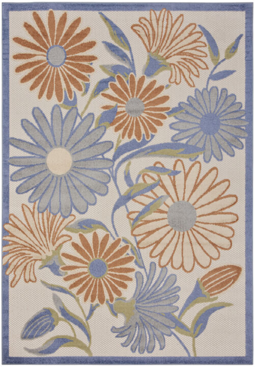 HomeRoots 4' X 6' Beige Floral Indoor Outdoor Area Rug