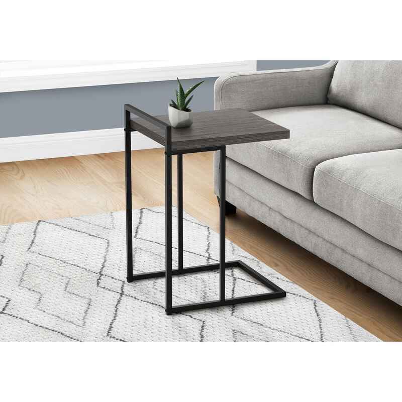 Monarch Specialties I 3634 Accent Table, C-shaped, End, Side, Snack, Living Room, Bedroom, Metal, Laminate, Grey, Black, Contemporary, Modern image number 2