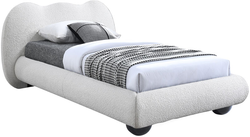 Meridian Furniture Hyde Cream Boucle Fabric Twin Bed