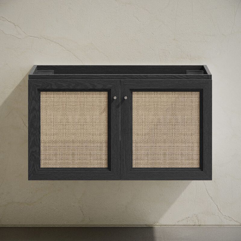 Classe 36" Wall-Mounted Bathroom Vanity in Black Oak without Sink Top image number 3