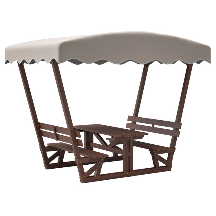 Quigka Outdoor waterproof solid wood picnic table and bench set