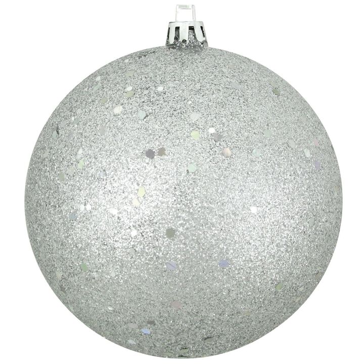 Holographic Glitter Silver Shatterproof Christmas Ornament 4" (100mm)
