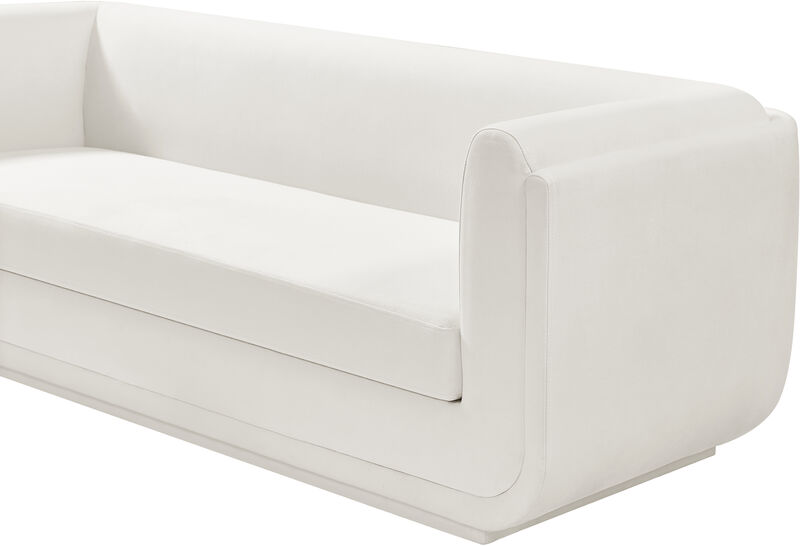 Meridian Furniture Kimora Cream Linen Textured Fabric Loveseat