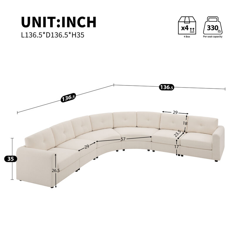 Merax Curved Modular Sectional Sofa with Customizable Layout, High-Resilience Foam & Pocket Spring Seats image number 2