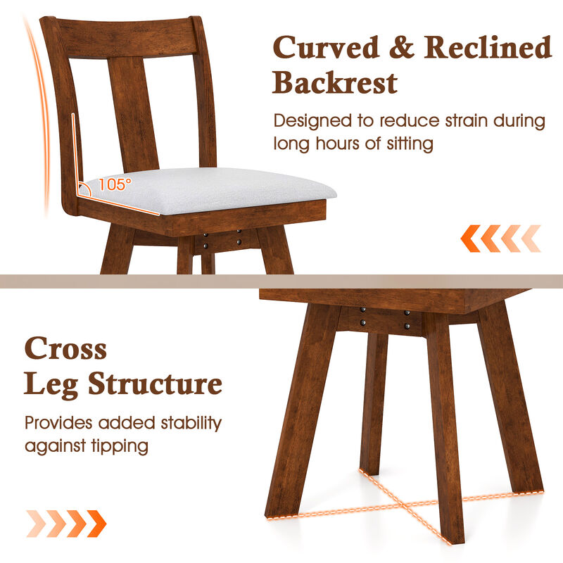 2 Piece Dining Chair Set with Swivel Seat and Durable Rubber Wood Frame