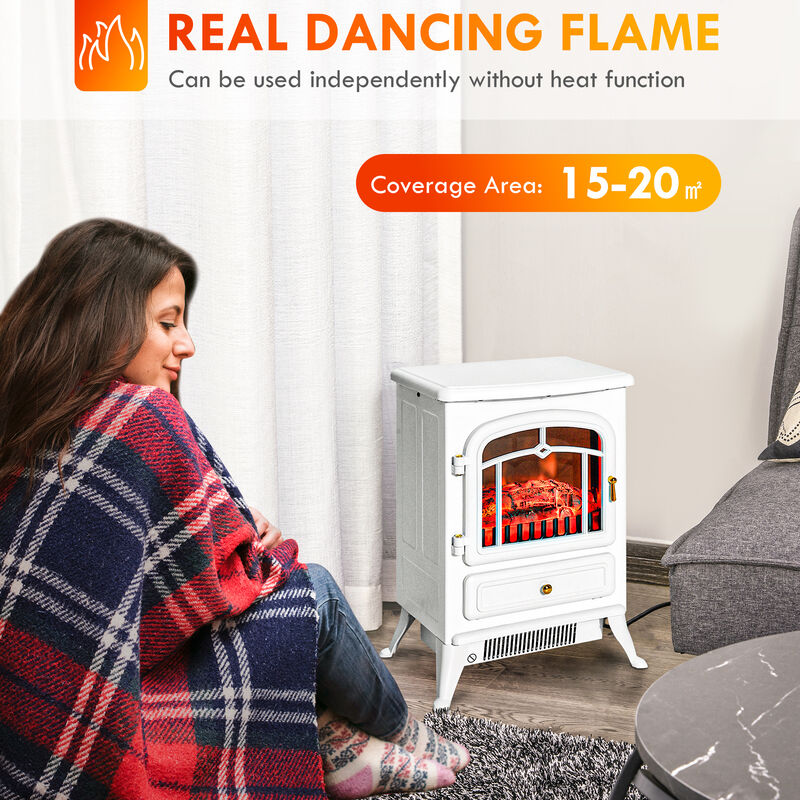 22" Electric Fireplace Heater, Freestanding Fireplace Stove with Realistic LED Flames and Overheating Protection image number 2