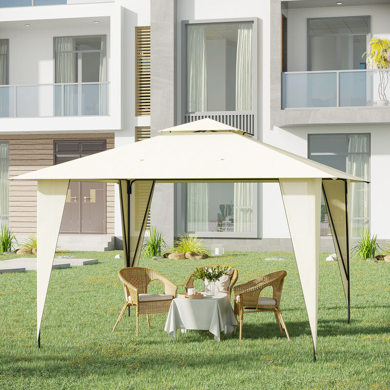 11.5' x 11.5' Outdoor Party Tent w/ Steel Frame and Ground Stakes Beige