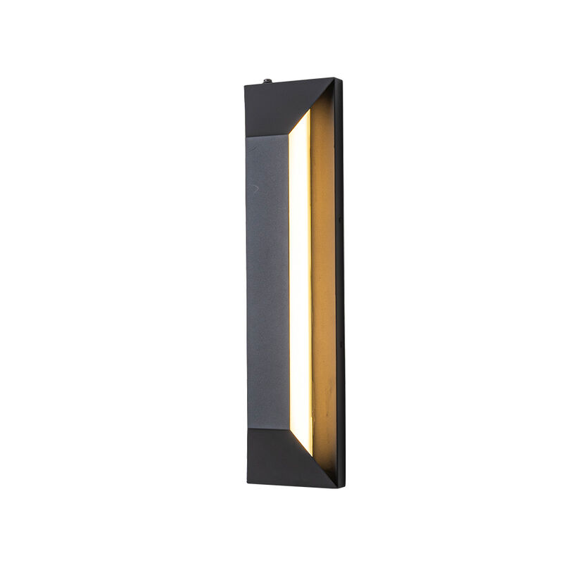 H22" Large Dusk to Dawn Modern Outdoor Wall Light 24W Integrated LED Exterior Wall Sconce with Black Trapezoid Design and Acrylic Shade for Garage Entryway image number 0