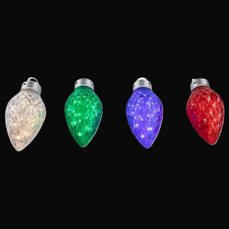 4 Count LED Multi-Color Giant C9 Faceted Twinkle Christmas Lights  12 ft White Wire image number 2