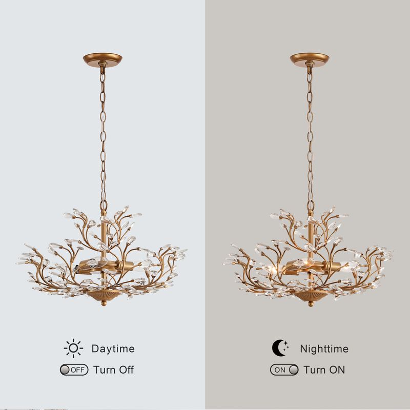 Freya Brushed Brass 4-light Crystal Beaded 9-Branch Chandelier image number 3