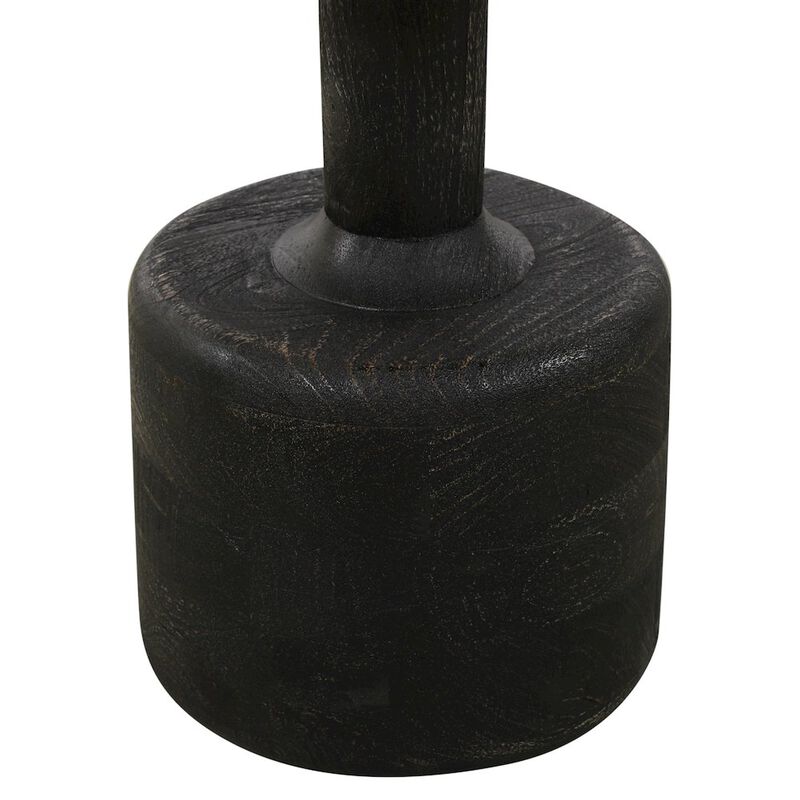 Caspian Side Table with White Marble Top in Distressed Black