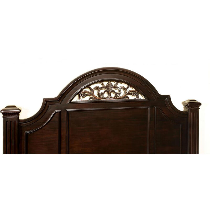 Transitional Style California King Wooden Bed with Bun Feet, Brown - Benzara