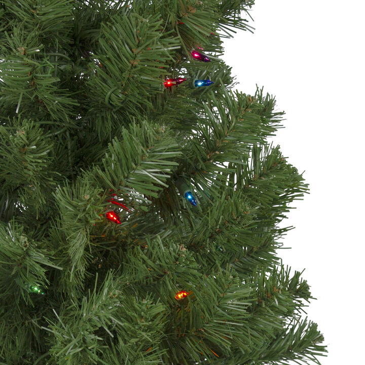 6' Pre-Lit Alberta Pine Slim Artificial Christmas Tree - Multi Lights