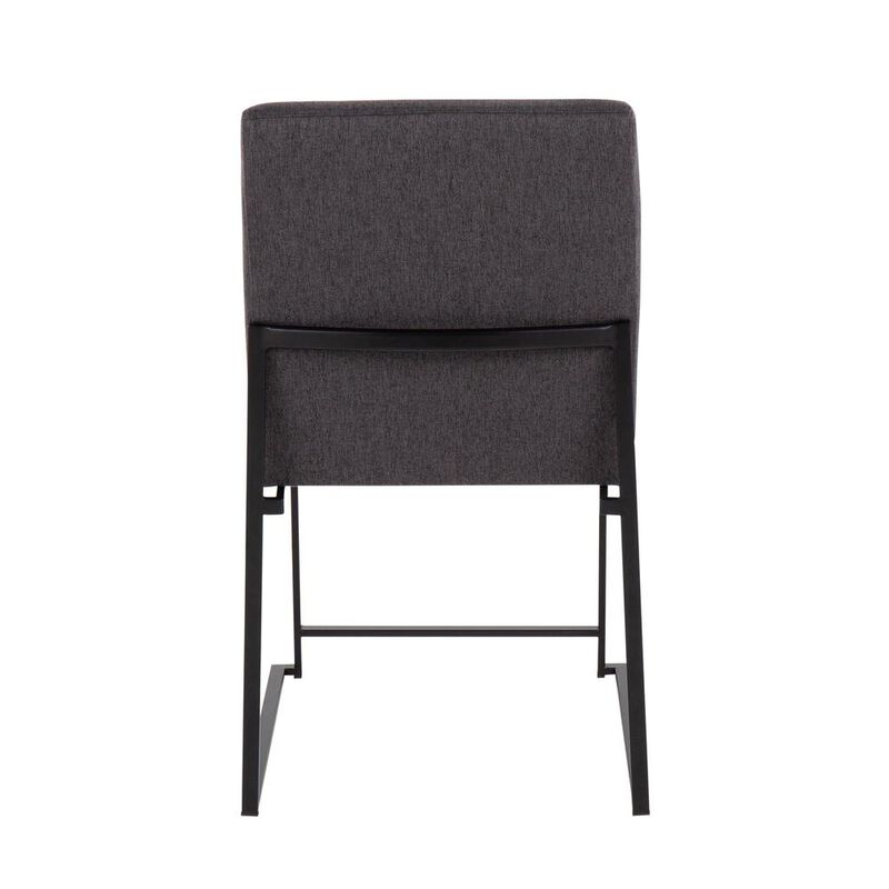 LumiSource Black Steel, Charcoal Fabric High Back Fuji Dining Chair - Set of 2