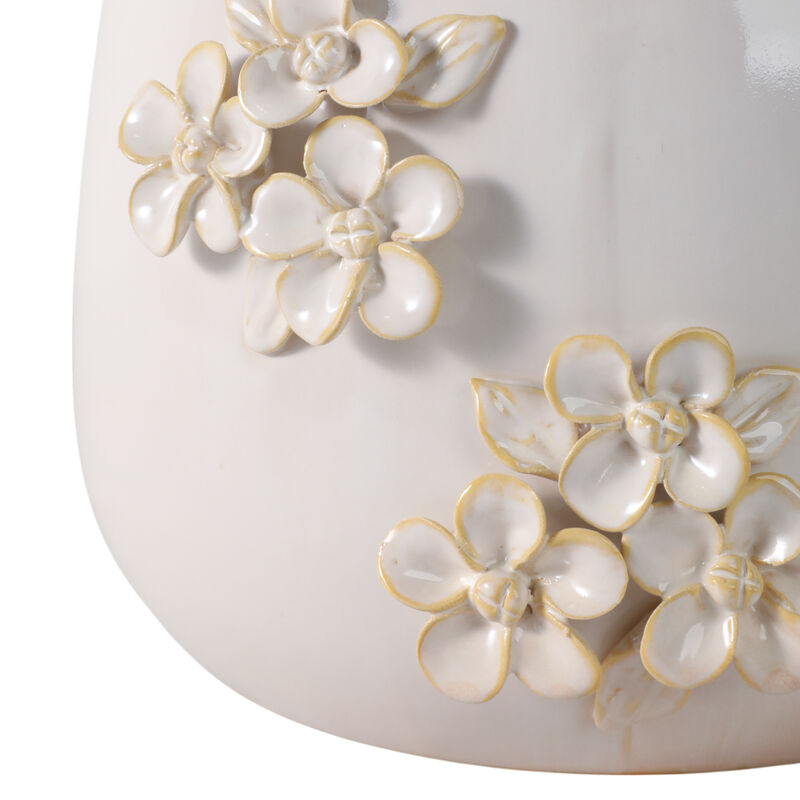 9" Flower Bunches Applique Planter, Ivory image number 4