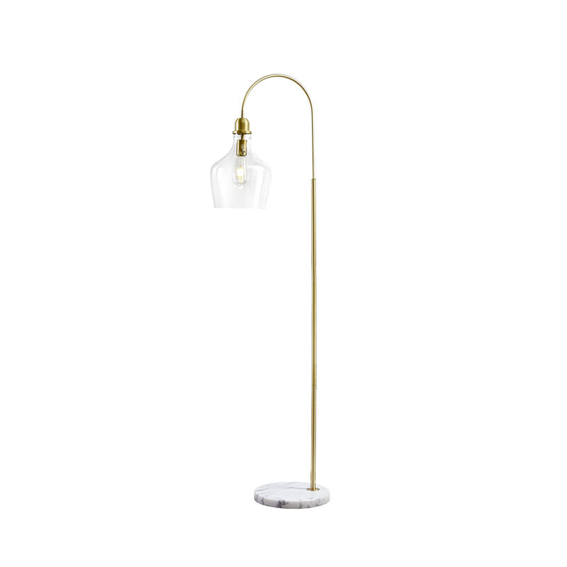 Gracie Mills Leanne Modern Arched Floor Lamp with Marble Base