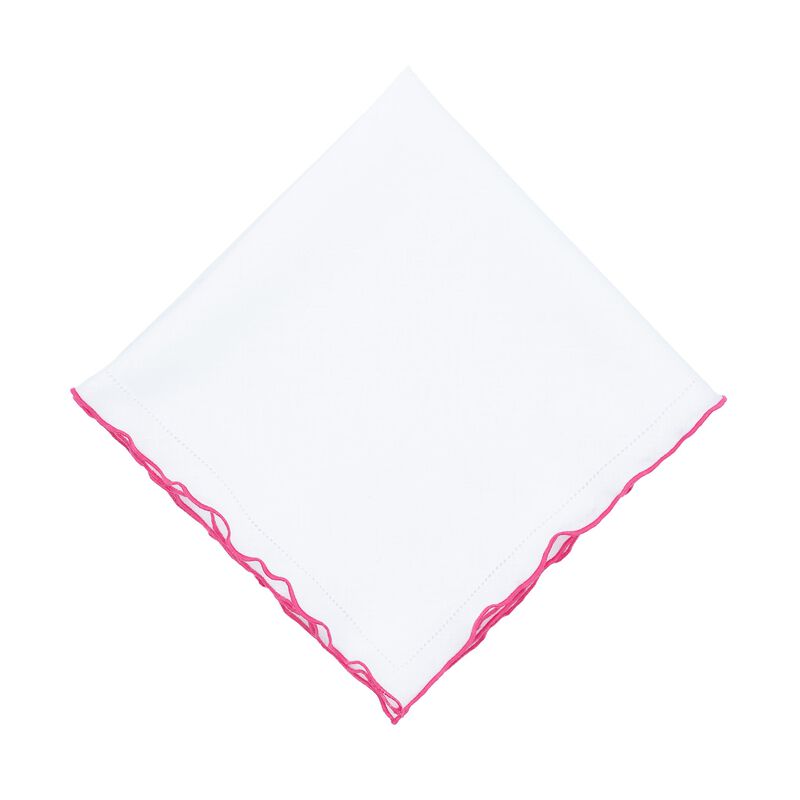 Linen Napkins With Pink Ruffled Hemstitch Edges, Set of 4 image number 3