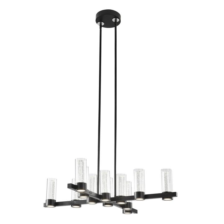 Victory Chandelier Matte Black Metal and Acrylic 12 LED Lights Dimmable