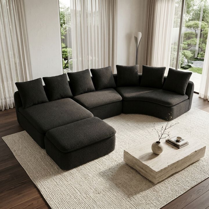 Whisen 133" U-Shaped Modular Sectional Sofa, Chenille Foam with Removable Chaise, No Assembly Required for Living Room