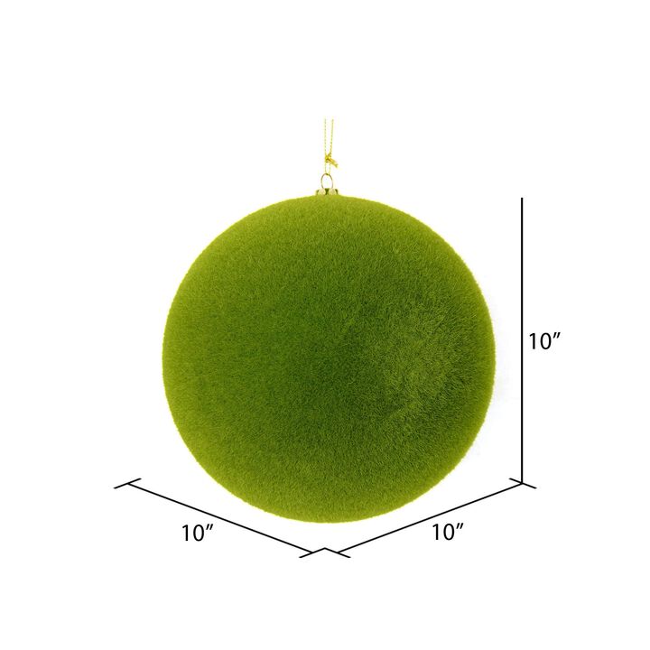 Vickerman Moss Green Flocked Ball Ornament -
