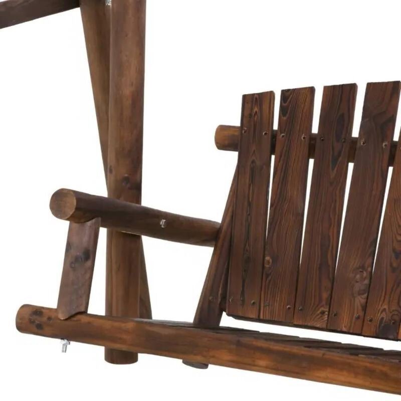Hivvago FarmHouse Log A-Frame 2-Seat Wooden Swing Bench