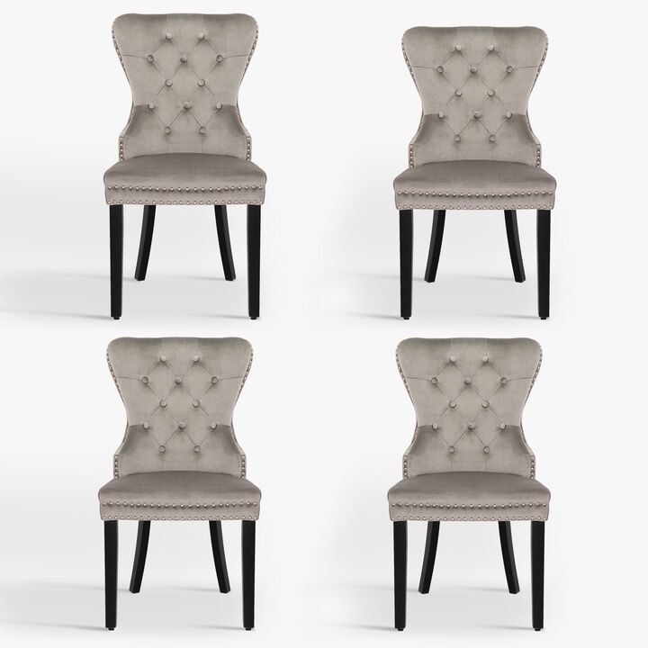 WestinTrends Velvet Upholstered Tufted Dining Chairs (Set of 4)