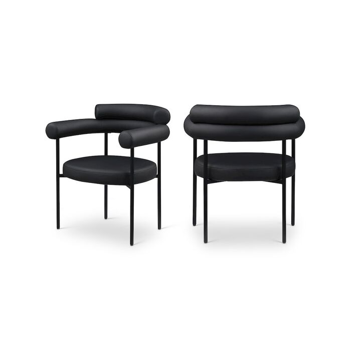 Meridian Furniture Blake Black Vegan Leather Dining Chair, Set of 2